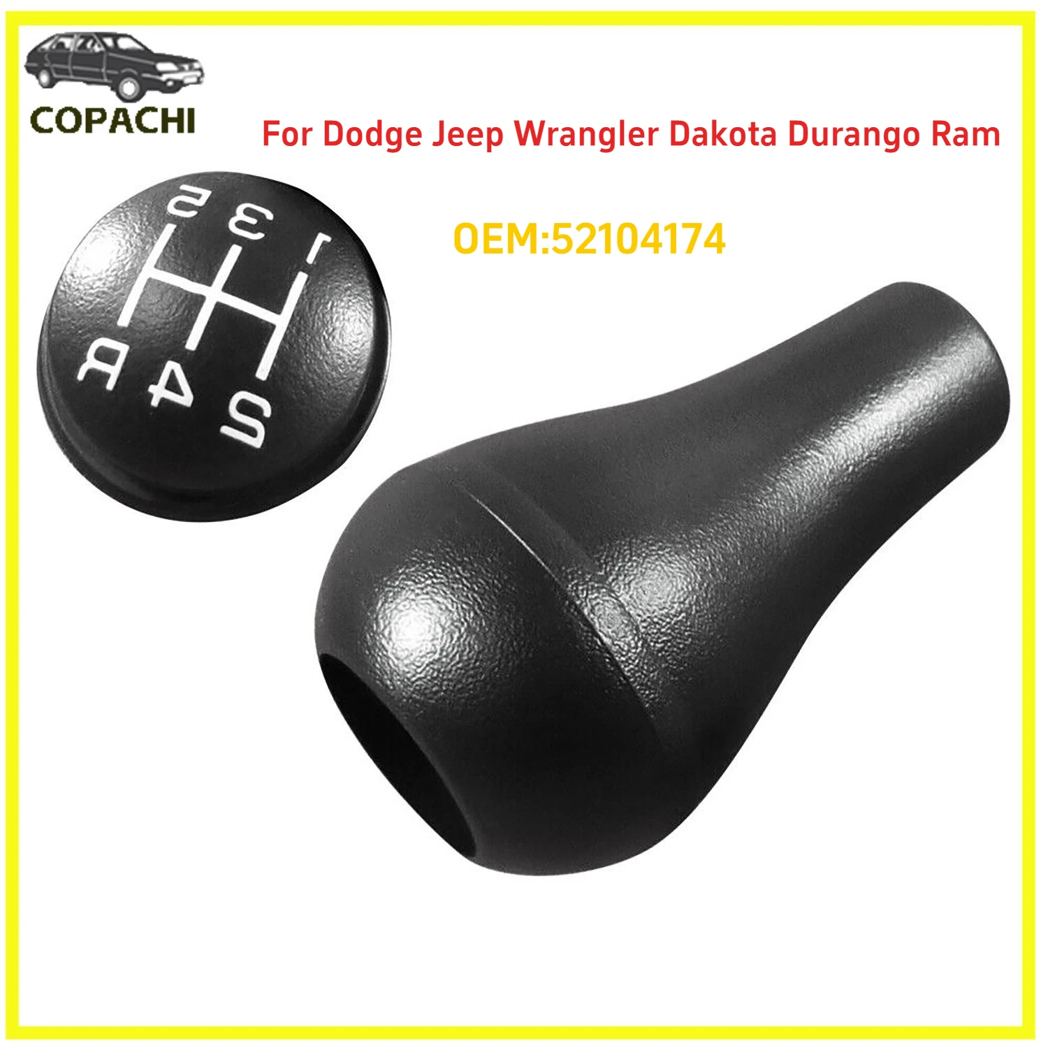 Czarna gałka zmiany biegów 5-biegowej manualnej skrzyni biegów 52104174   Dla Dodge Jeep Wrangler Dakota Durango Ram 1500 2500 4500 5500 Cherokee