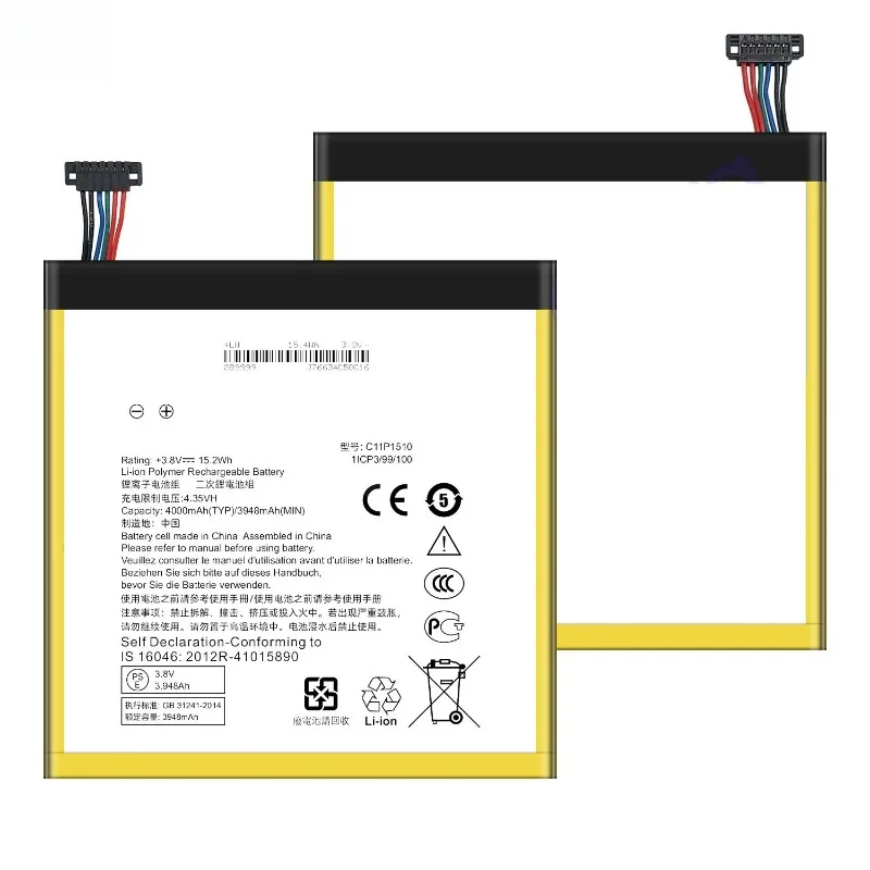 High Quality C11P1510 Tablet Battery 3.8V 4000mAh For ASUS ZenPad S 8.0 Z580CA Brand New Replacement Battery