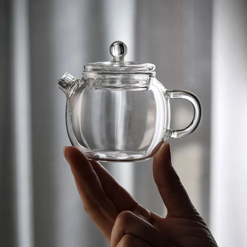 150/250ml Mini Clear Glass Teapot High Borosilicate For Hot Beverages Teapot For One Person Use Kung Fu Tea For Home Office Cafe