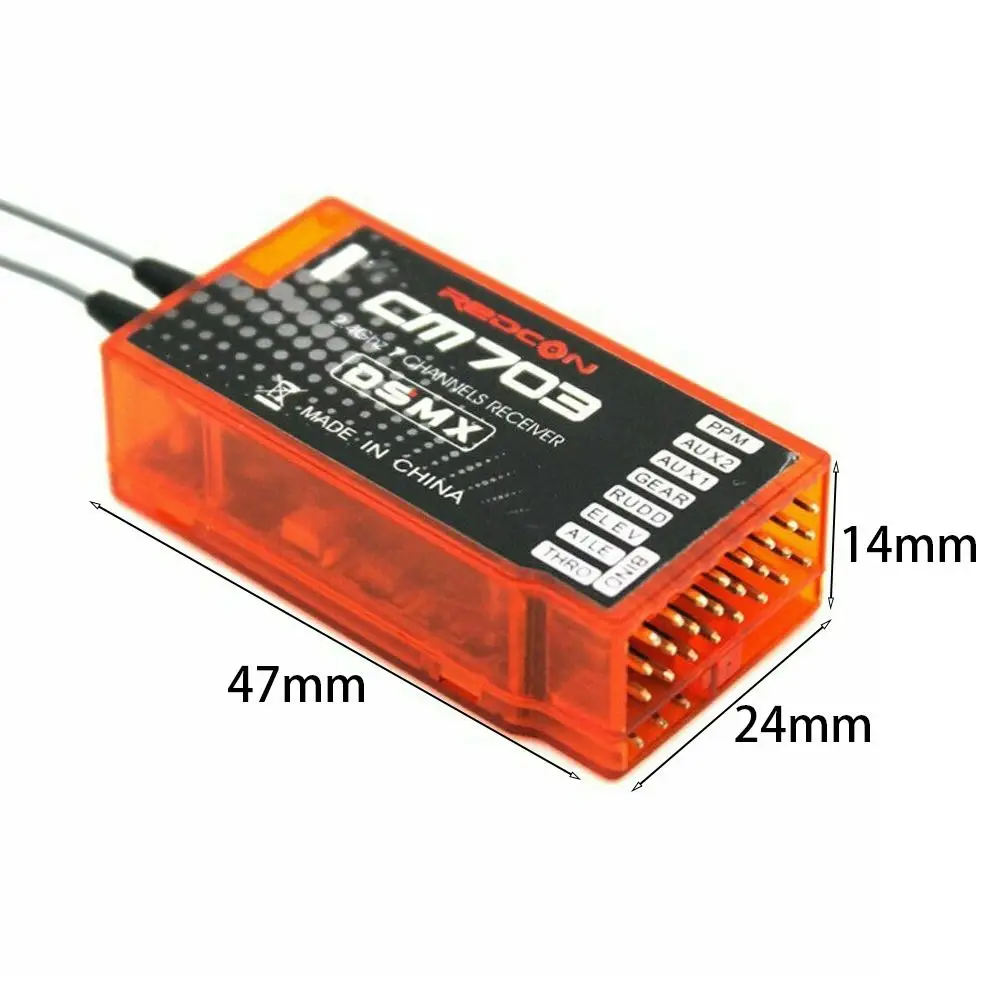 Remote Control 7 Channel CM703 Receiver Plastic Orange PPM Output Receiver 2.4Ghz 2.4G Receiver DSM2 DSMX Transmitter