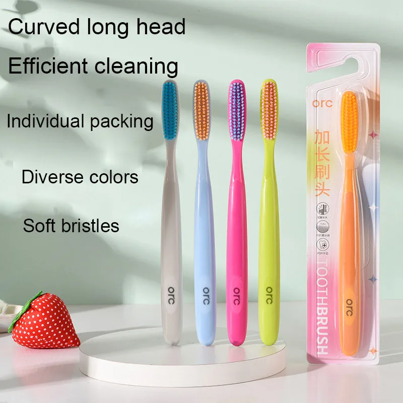 

High End Colorful Long Head Toothbrush Soft Bristle Brush Adult Household Daily Necessities Tooth Whitening Dental Gums Care Set