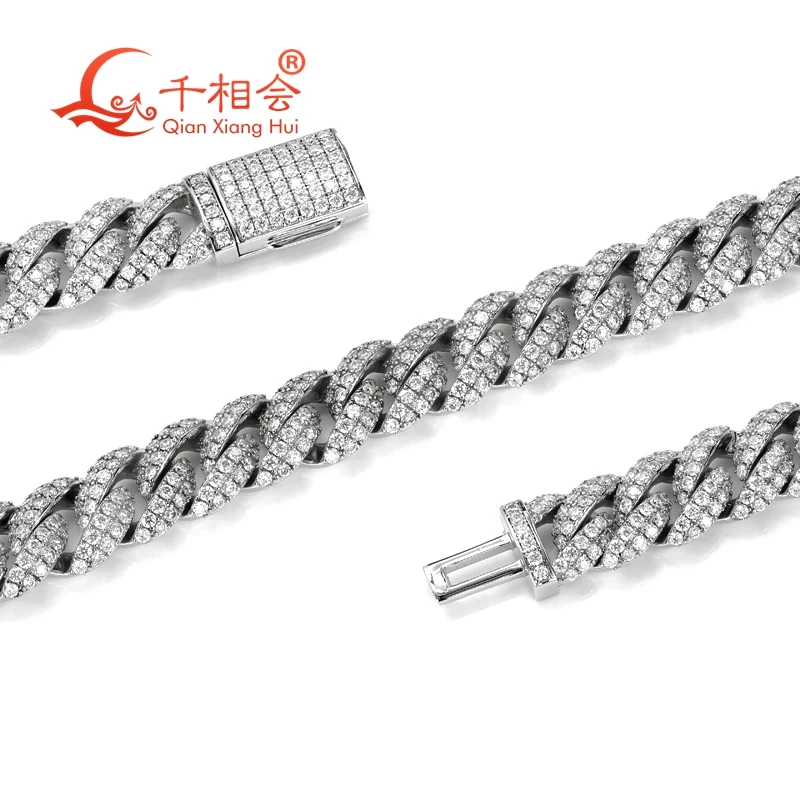 Half Moon Shaped Bracelet 10mm S925 Sterling Silver Cuban Chain with Moissanite & Diamond Hip Hop Style Miami Cuban Link Chain view 5