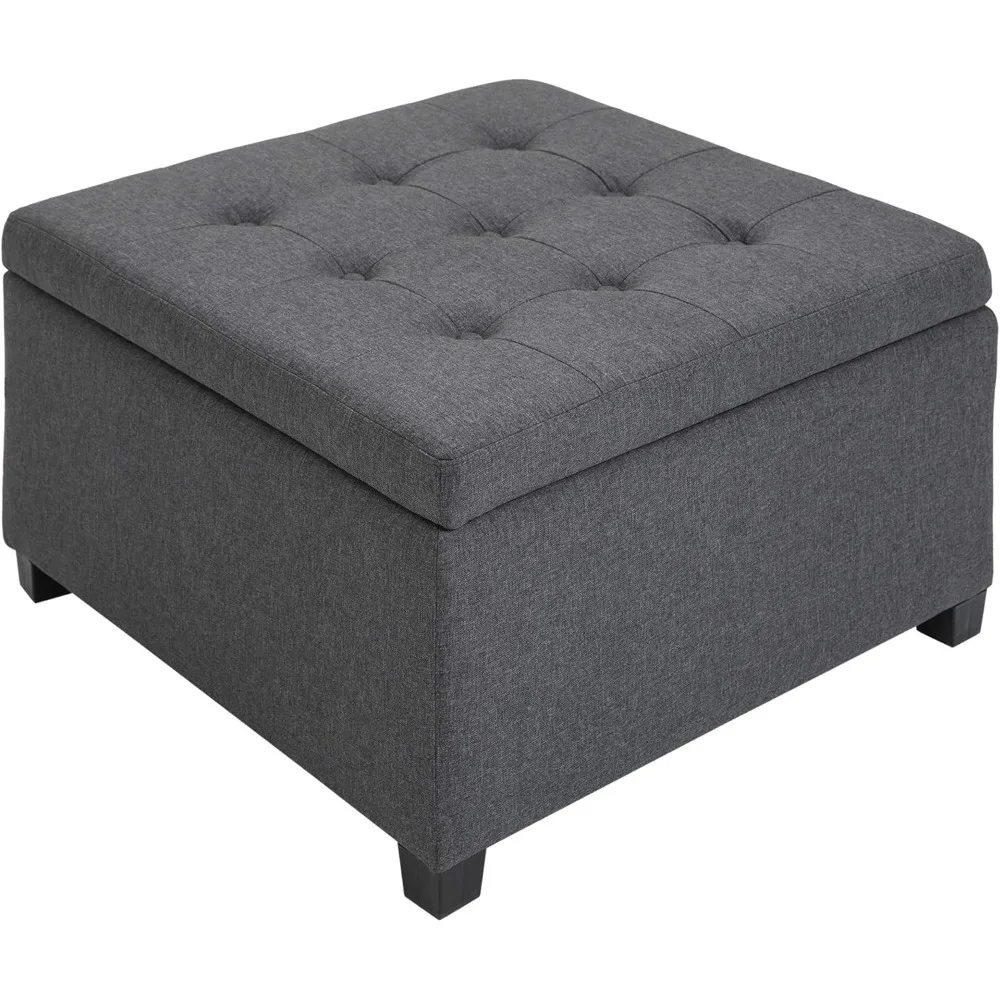 

Storage Ottoman Coffee Table with Flip Top Seat Lid, Tufted Upholstered Footstool with Wood Frame for Living Room, Entryway