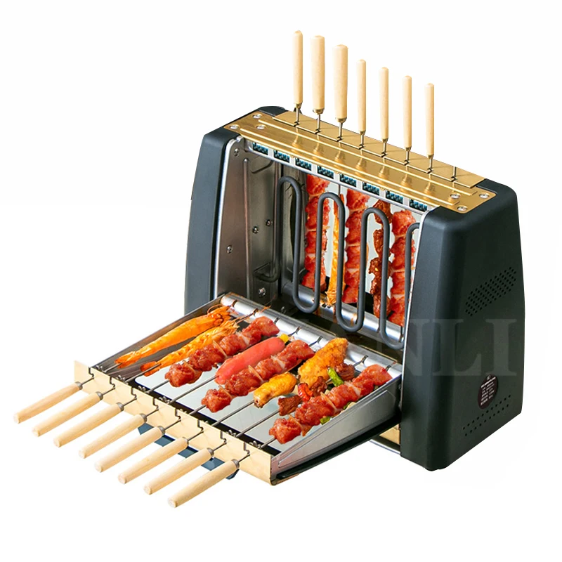 

220V/1200W Houshold Small Type Electric Barbecue Machine Korean Rotating Kebab Machine Skewer Machine Smokeless Healthy