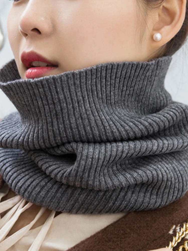 AliExpress MOONBIFFY Winter Warm Cashmere Scarves Unisex Elastic Wool Knit Ring Neck Scarf Snood Female Thicken Windproof Cycling Driving Pullove