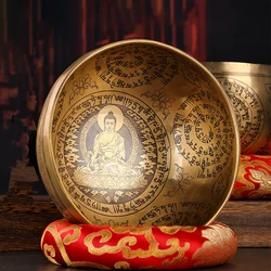 Tibetan Singing Bowl Nepal Handmade Brass Sound Bowls Yoga Music Therapy Mindfullness Meditation Instruments with Accessories