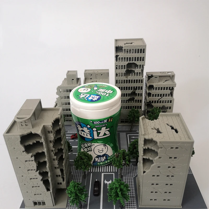 Modèle de construction Miniature de Simulation 1:300, bataille, ville endommagée, modèles de maison hifh-rise, bricolage, paysage militaire, jouets à assembler, 1 pièces