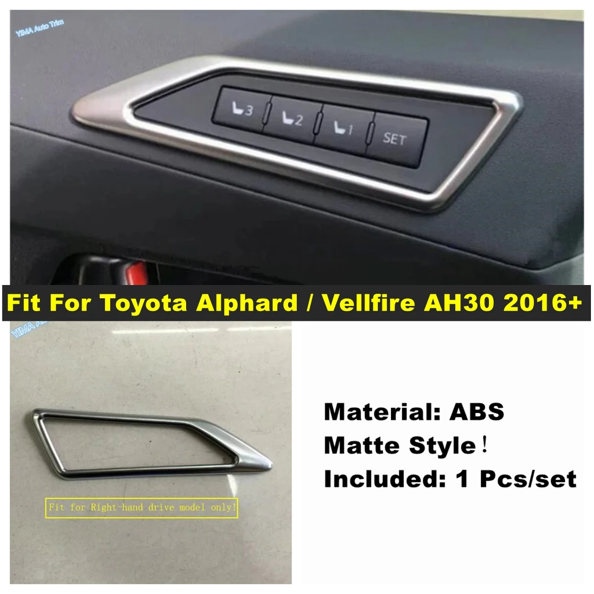 

Auto Styling Seat Memory Recollection Adjust Button Switch Cover Trim For Toyota Alphard / Vellfire AH30 2016 - 2019 Accessories