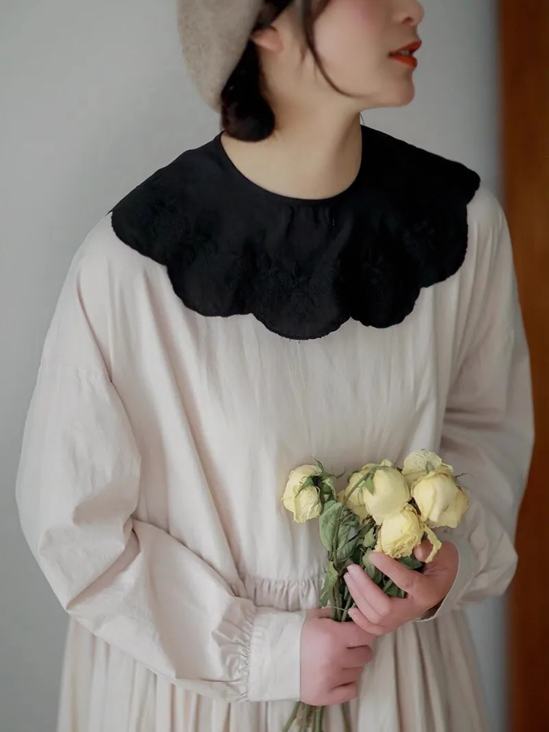 october-forest-field-linen-double-sided-lace-collar-women's-spring-versatile-collar-tie-decorative-collar-flower-fake-co