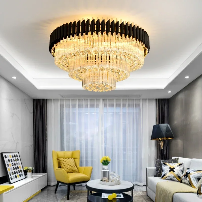 Modern Ceiling Chandelier For Living Room Luxurious Bedroom Black Crystal Lamp Modern Home Decor Crystal Gloss