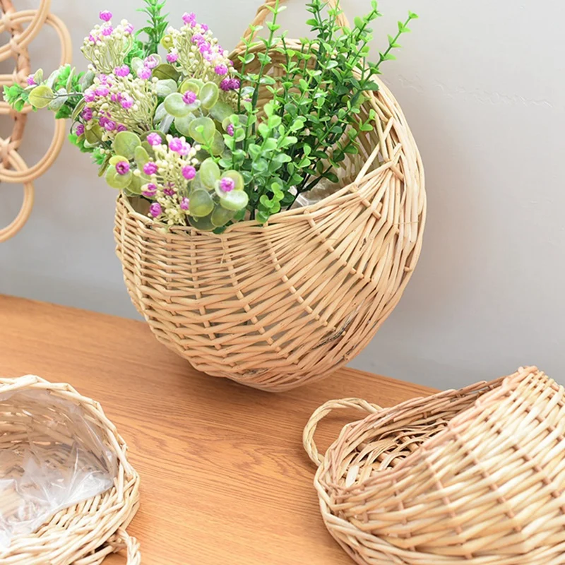 User inière murale de fleurs faite à la main, support de plantes, panier en rotin, pot de vigne de jardin, nouveau