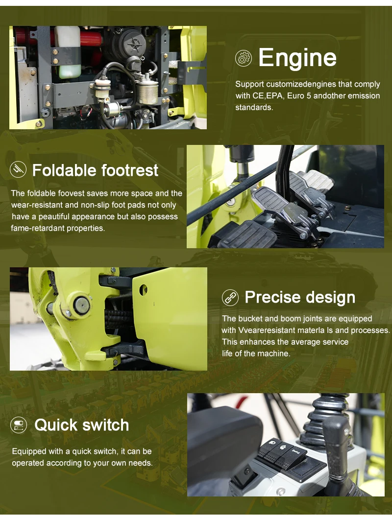 Minibagger CE Euro Stufe V Optionale Kabine & Anbaugeräte Hydraulikhammer Daumengreifer für Landwirtschaft, Landschaftsbau und Bauarbeiten – Detail 5