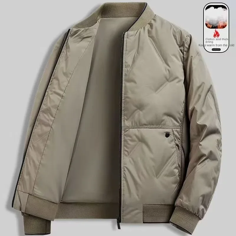 Autumn Winter Outerwear Padded Coat Men Business Casual Brand Men's Baseball Collar Parkas Plus Size M-7XL Flight Jacket Clothes