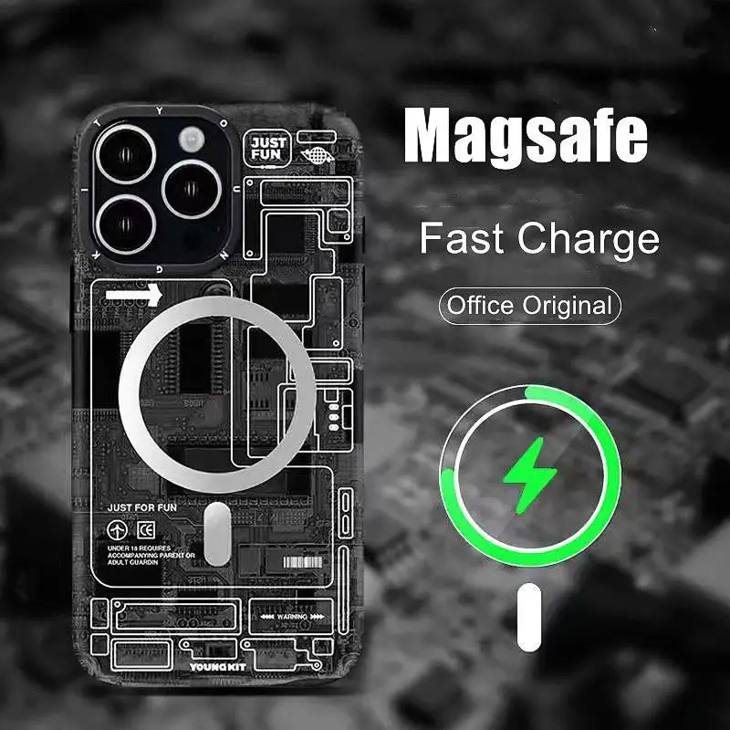 

New Luxury Magnetic Magsafing Cases for iPhone 14 13 Pro Max Wireless Charging Shockproof Armor Cover for iPhone 12 13 Pro Funda