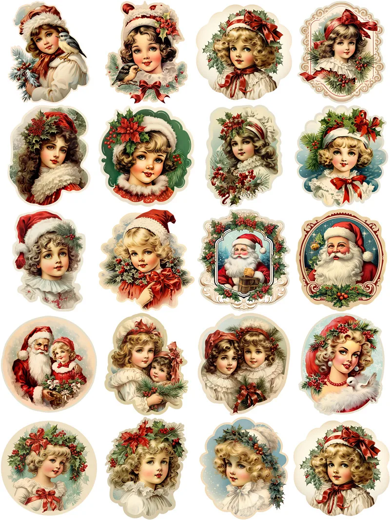 Vintage Christmas Children Stickers Crafts And Scrapbooking stickers kids toys book Decorative sticker DIY Stationery