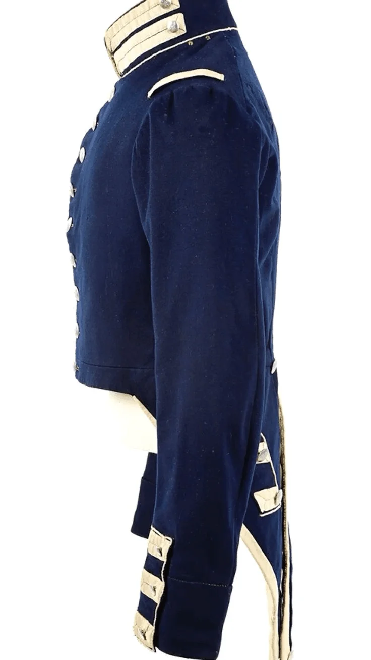 1832s Infantry Sergeant Cosplay Cotume Navy Blue Tailcoat 18th Century Military Officer Fancy Coat Costume For Men - view 3