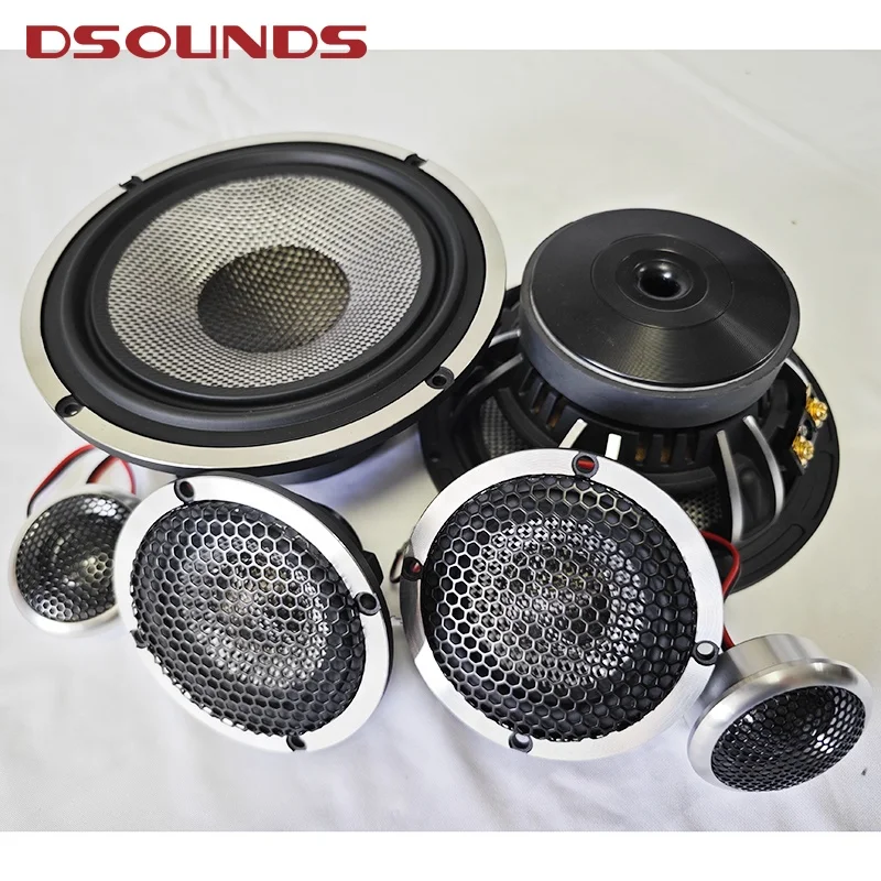 2026 6.5 Inch 3-Way Car Component Speaker Car Audio Speaker with Aluminum Basket Fiberglass Cone view 3