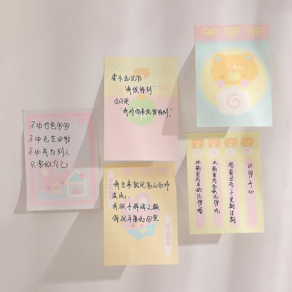 100sheet 2set Kawaii Sticky Note Aesthetic Memo Pad Student Office Accessories Stationery Sticky Notes