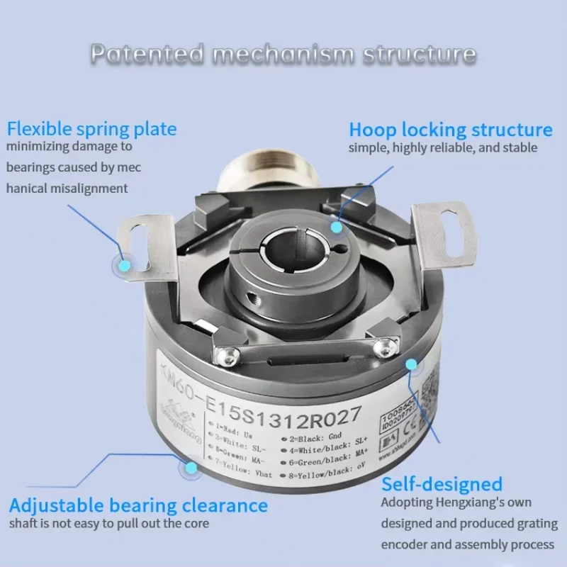 IK.HA.020.2500 encoder HENGXIANG equivalent K60-T6C2500Q12 radila cable 1 meter 12mm through hole shaft IP65