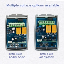 Récepteur de télécommande universel pour porte de garage, commutateur DC AC, technologie de citations RF, 2 canaux, 433.92 MHz, 433MHz, 7-32V, 85-250V, 220V, 2CH