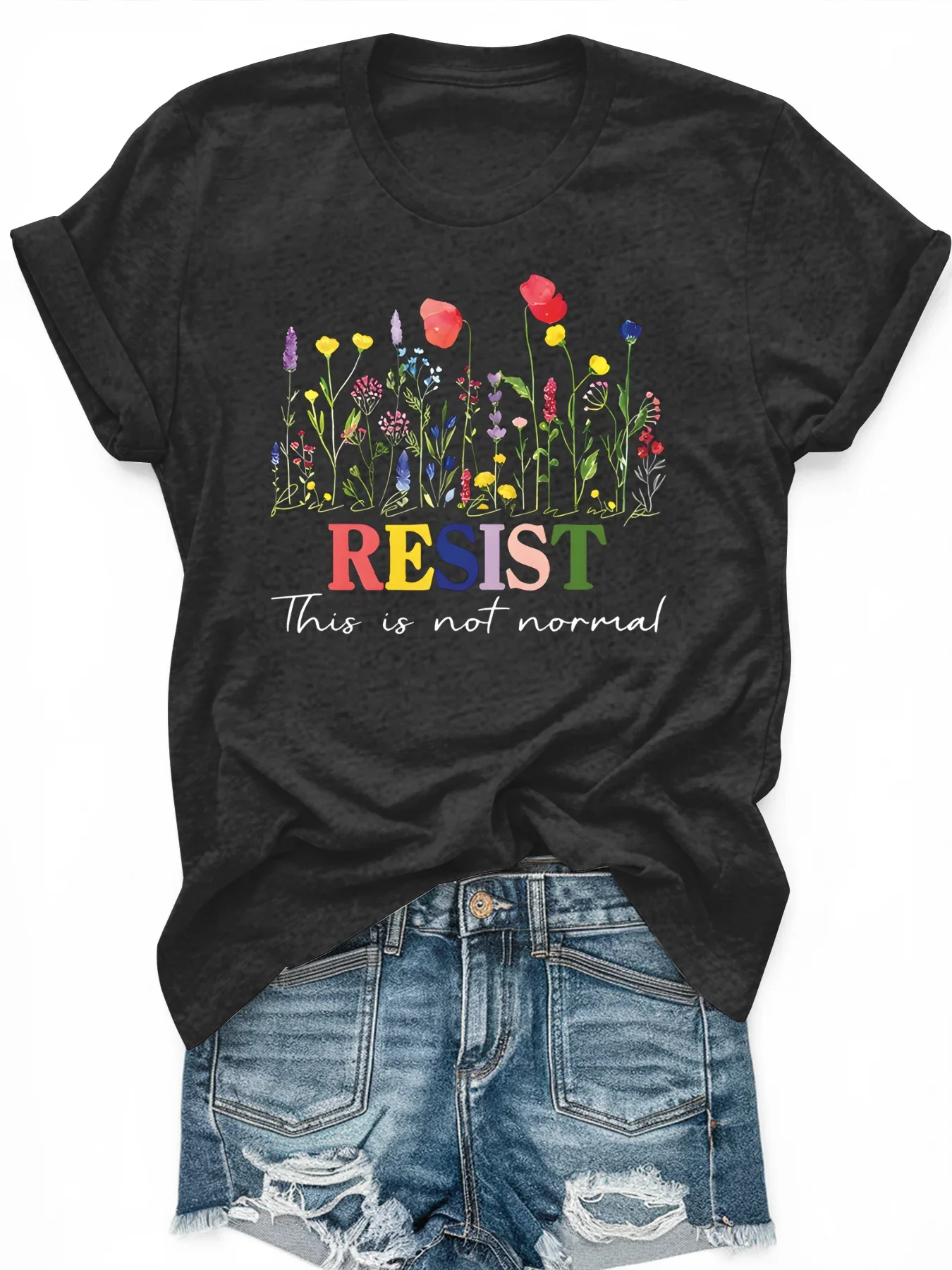 

Women's large-size printed short-sleeved T-shirt, loose and casual, soft, comfortable and breathable, outdoor sports