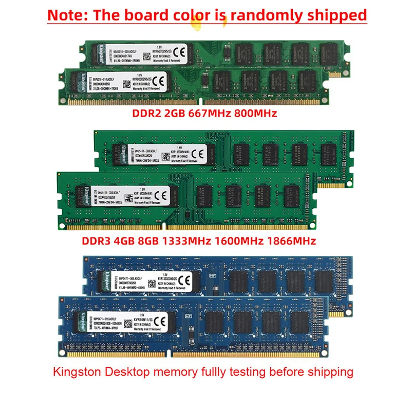 Kingston Memoria PC RAM PC2 DDR2 2GB 800Mhz 667MHz PC3 DDR3 4GB 8GB 1333MHZ 1600MHZ 1866MHz DDR3 RAM Memoria Desktop Modelo 4