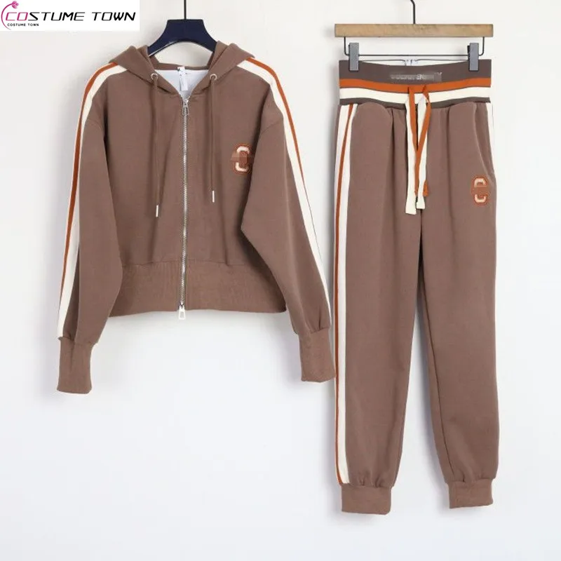 

2023 Autumn Korean Edition Sports Set Women's Autumn Hooded Cardigan Sweater+Casual Sports Pants Two Piece Set