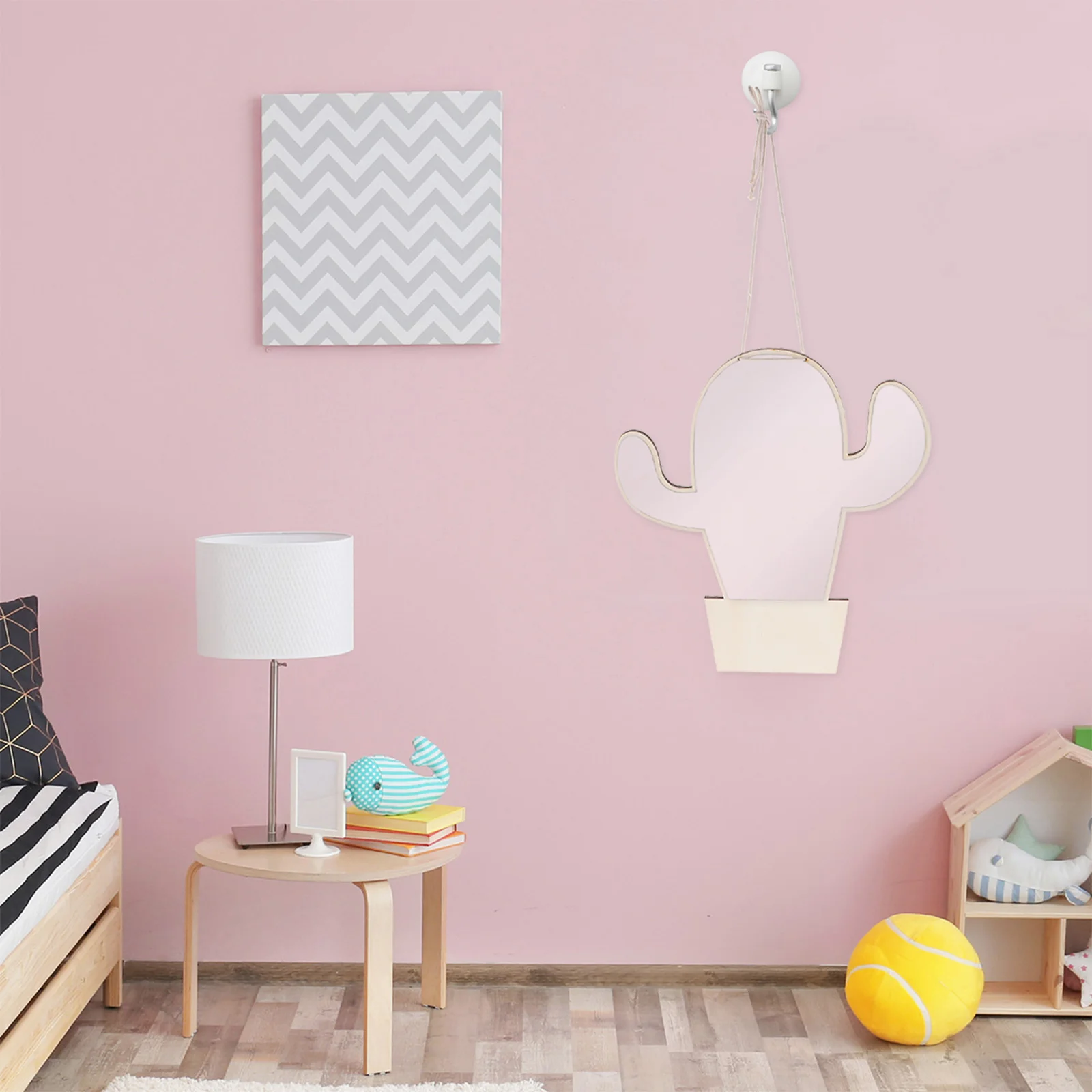 Espelho de decoração de quarto infantil para cactus sem moldura, resistente a quebra, bambu, fácil instalação segura