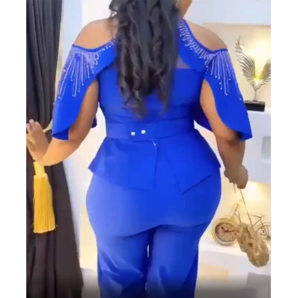 Roupa de festa africana dashiki para mulheres, tamanho grande, roupas ankara, tops de diamante, calças, moda verão, conjunto de 2 peças, 2022