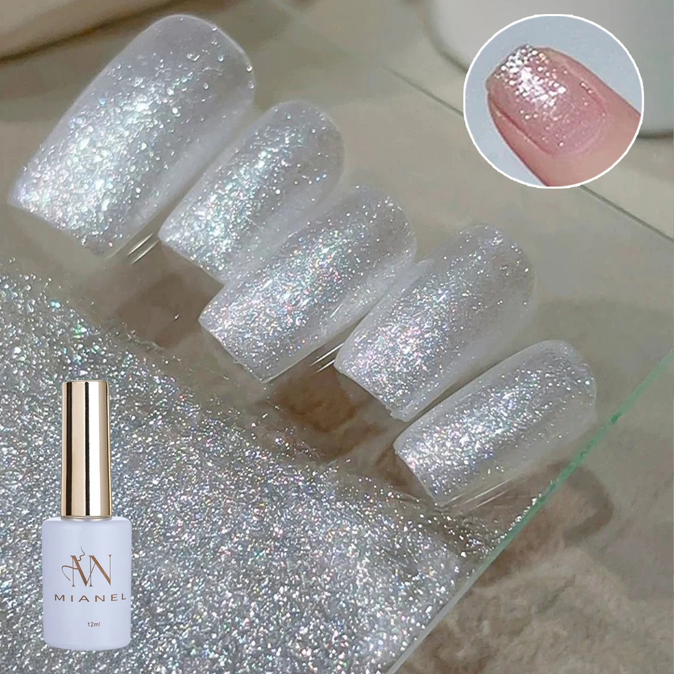 Smalto per unghie gel bianco latte di cocco superiore lucido di notte al chiaro di luna da 12 ml per l'autunno inverno Natale Inverno Nail Art Salon Use