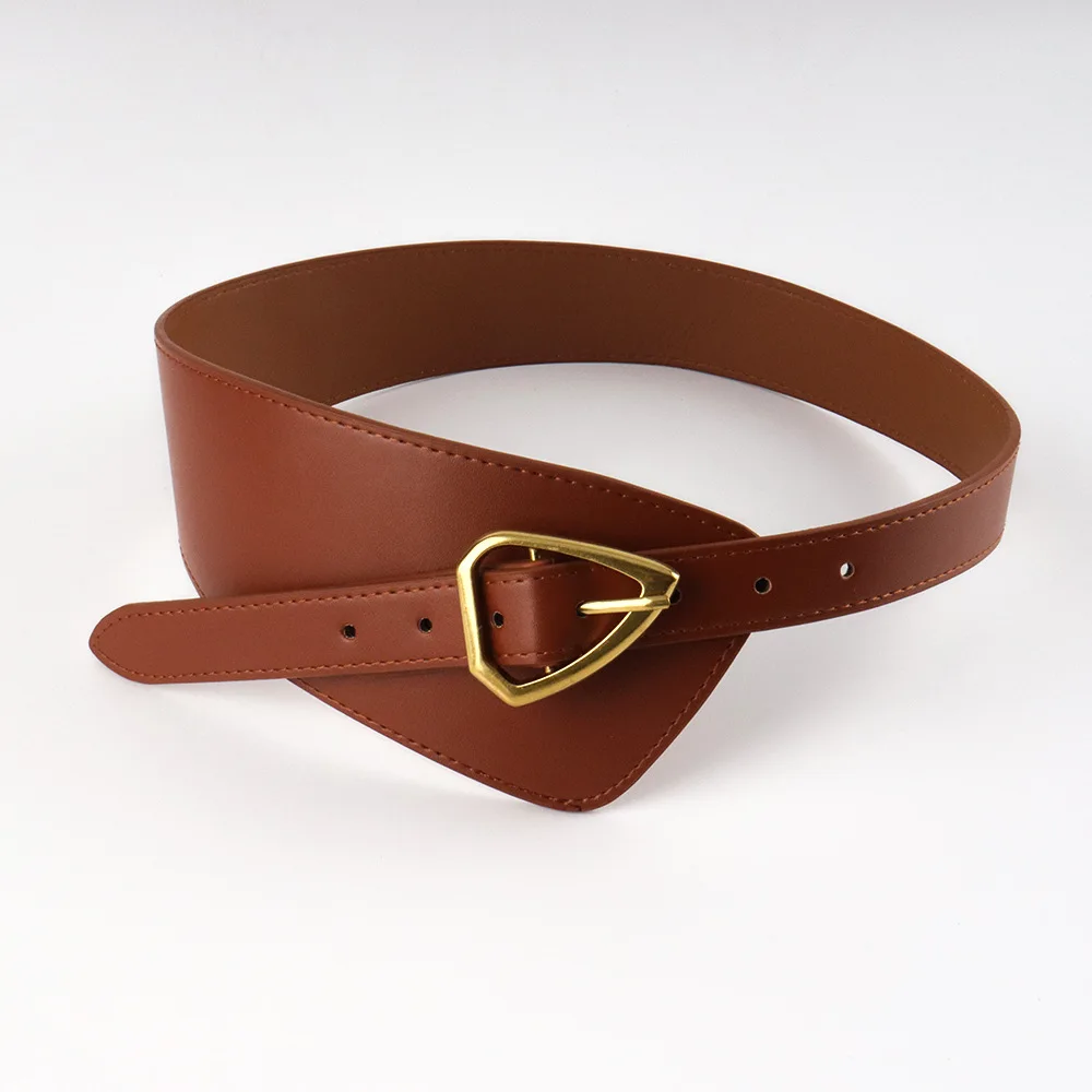 Hot Sales Women Suit Belt Shirt Plain Grain Genuine PU Material Folding Navel Versatile Decorative Dress Women\'s Decoration