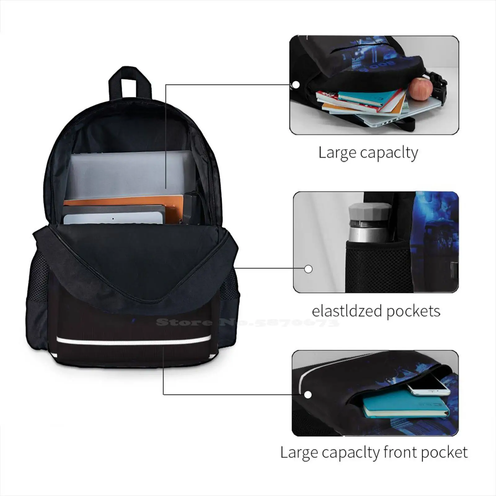 Fivio Foreign School Bag Big Capacity Backpack Laptop 15 Inch Landscape Handsome Dayes Music Classic Cool Rap Mens Walk Show