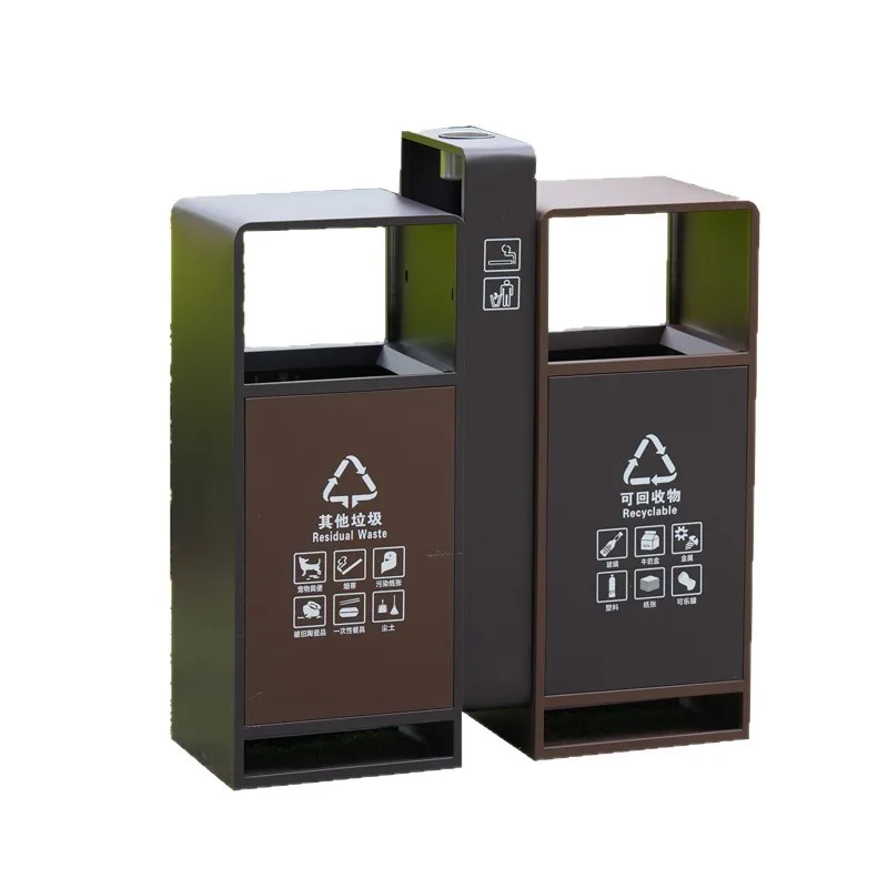 

Outdoor stainless steel sorting leather box Sanitation scenic spot Municipal open-air large garbage recycling bin Trash can manu
