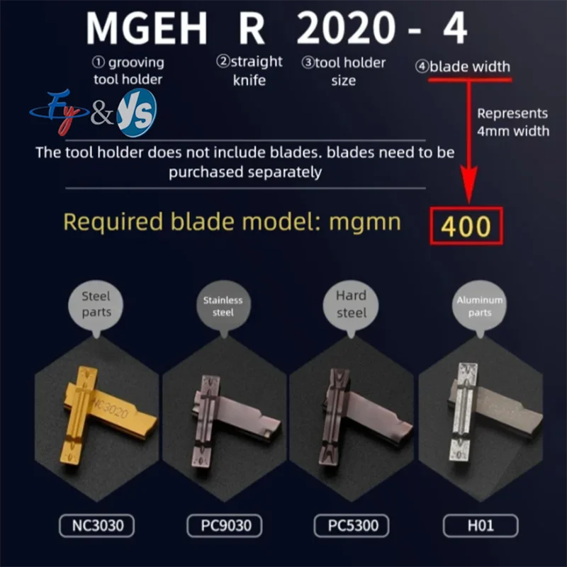 1piece CNC External Grooving & Cut-Off Tool Holder MGEHR2020-3 MGEHR2525-4 for Lathe Blade Not Included