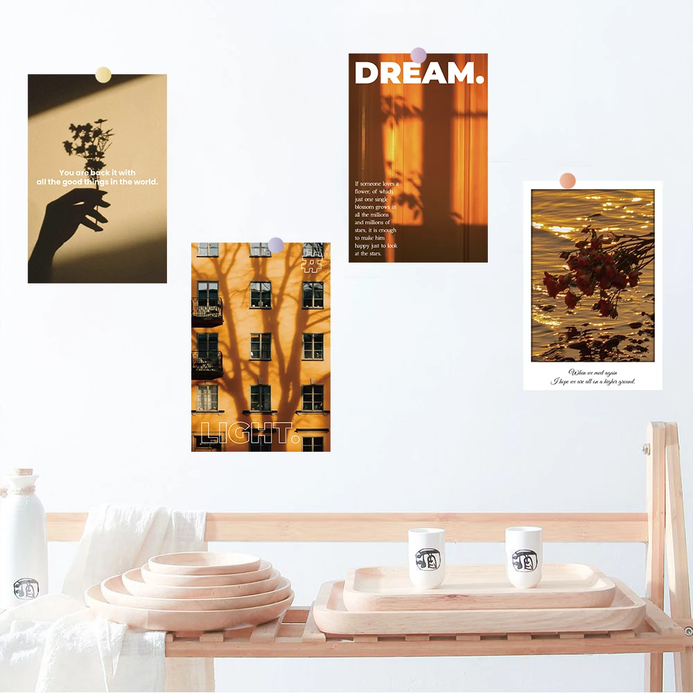 10PCS Between Light And Shadow Stickers Poster Card Laptop Decoration Luggage Landscape Gift Kraft Paper Wall Room Bar Decor