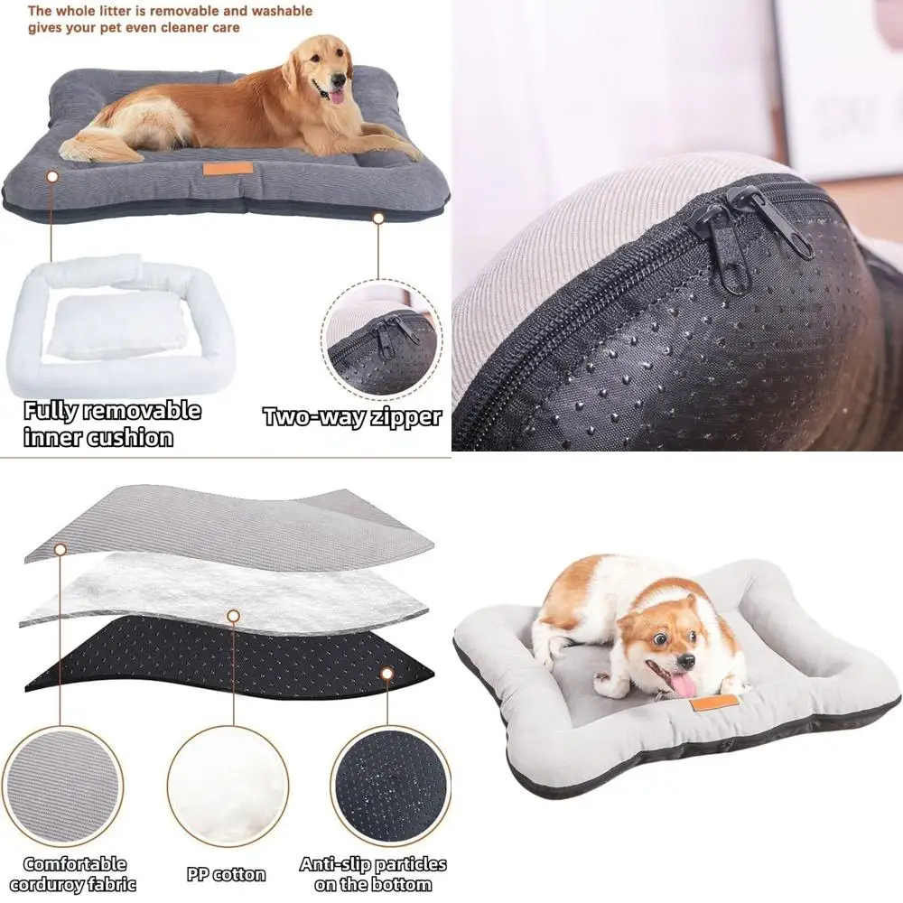 

Grey Washable Small Dog Crate Bed with Non-Slip Bottom and Removable Cover
