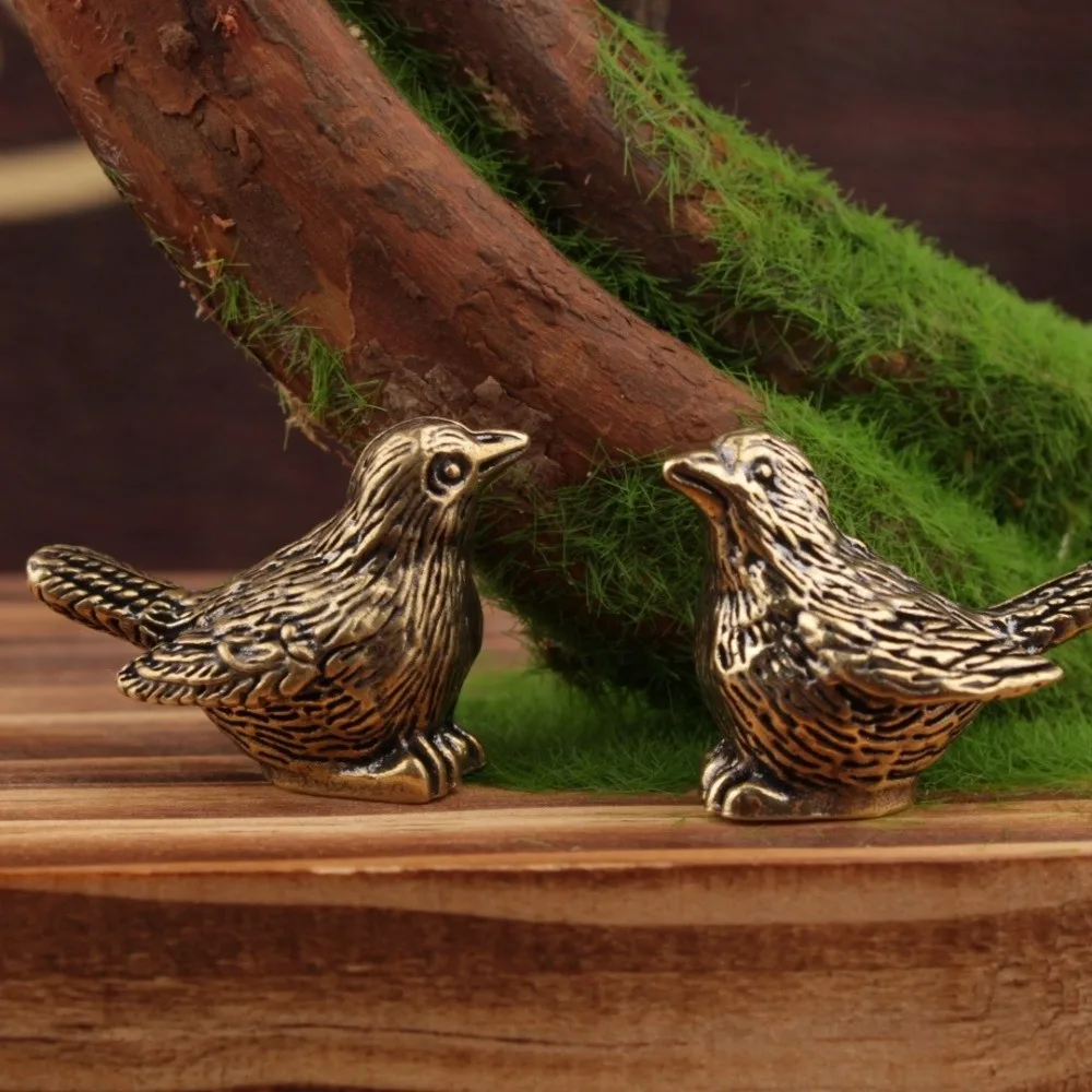 Vintage Mini Brass Sparrow Figurine Desktop Decor Bird Ornament Micro-landscape Ornaments Home Decor