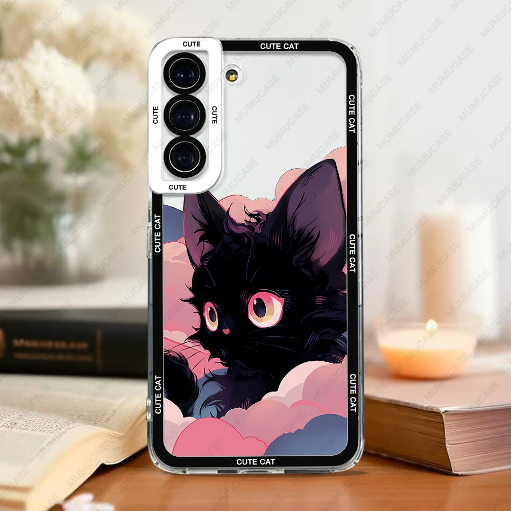 Phone Case For Samsung Galaxy A12 A13 A14 A21S A22 A24 A50 A31 A32 A33 A34 A51 A52 A53 A54 A71 A72 A73 Soft Cover Cute Cat