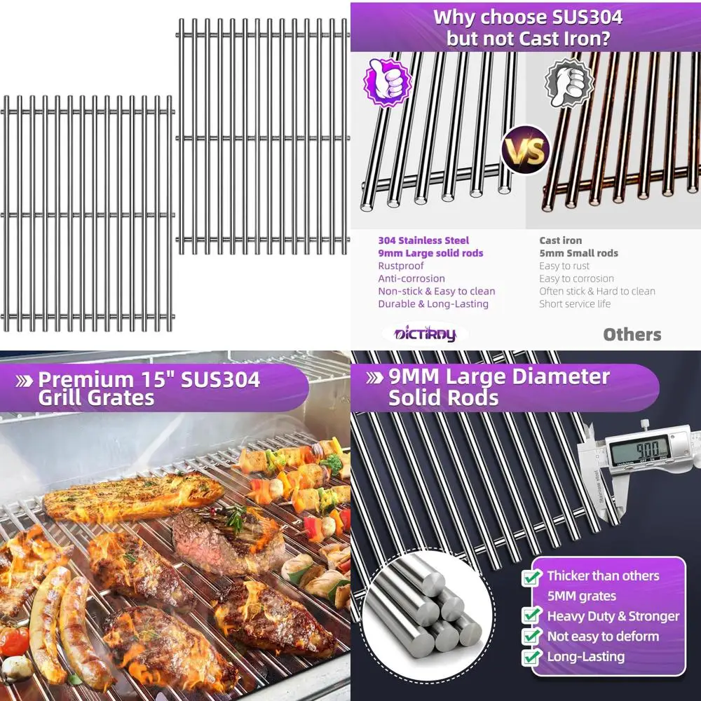 

Stainless Steel 15 Grill Grates for Weber Spirit E210, E200, Genesis Silver A, and 500 Series Gas Grills with Side Controls