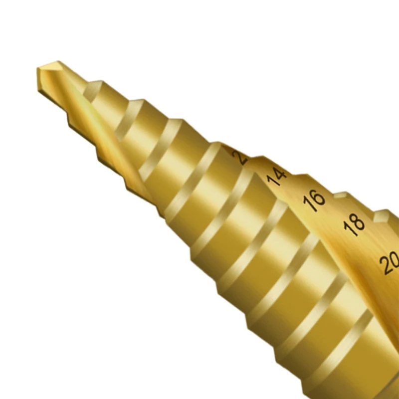 Step Drill Bit Set for Titanium Coated High Speed Steel Drill Cone Bits for Sheet Metal Hole Drilling Cutting DIY Lovers