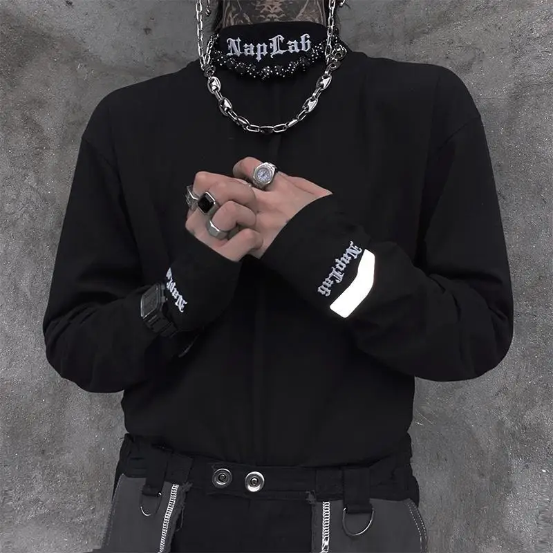 

Autumn Winter Men's Long Sve Fce Lined f High Collar Printed Base irt Heavy Weight Inner Wear T-irt Top