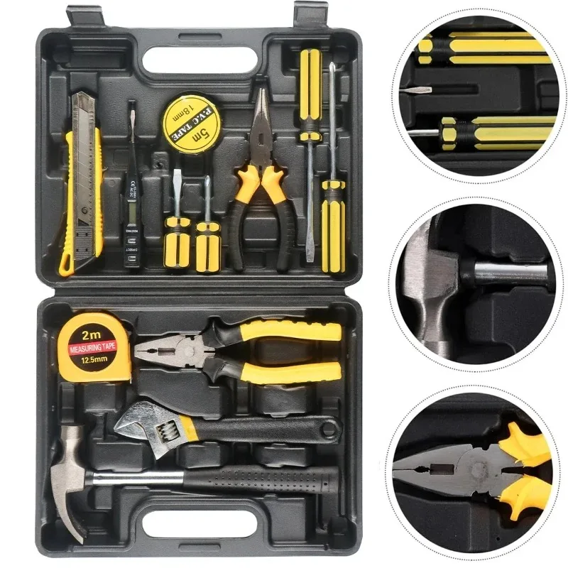 13-Piece Household  Emergency Hand Tool Kit Hardware Assortment Tools Storage Case Used To Car Repair and Home Repair