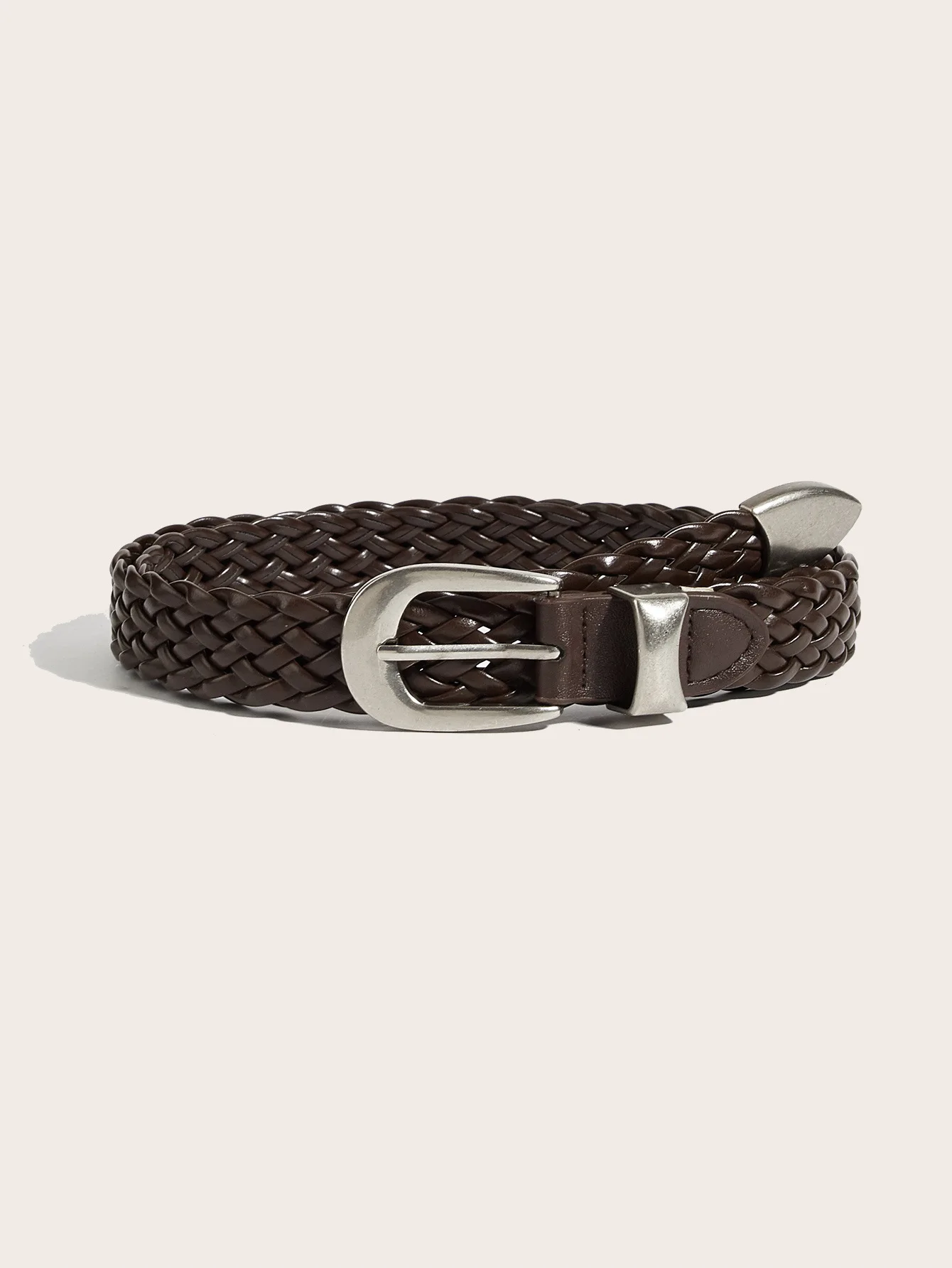 Punch Free Punk Style Woven Belt for Men and Women Black Metal Buckle Belt Dark Minority Retro Fried Dough Twists Belt