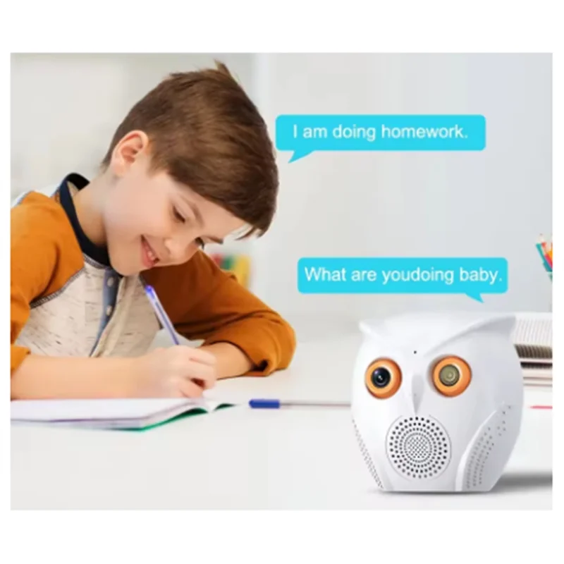 ABUO-Camera Owl Shape 2K 5MP Smart Home Mini Indoor Baby Monitor Detection Night Vision Two Way Audio Surveillance Cameras US