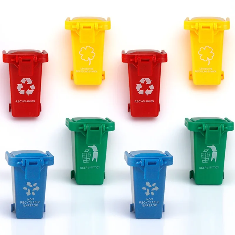 

8pcs Mini Trash Can Plastic Small Garbage Can For Kids Playset Birthday Christmas Gift Building Blocks Set