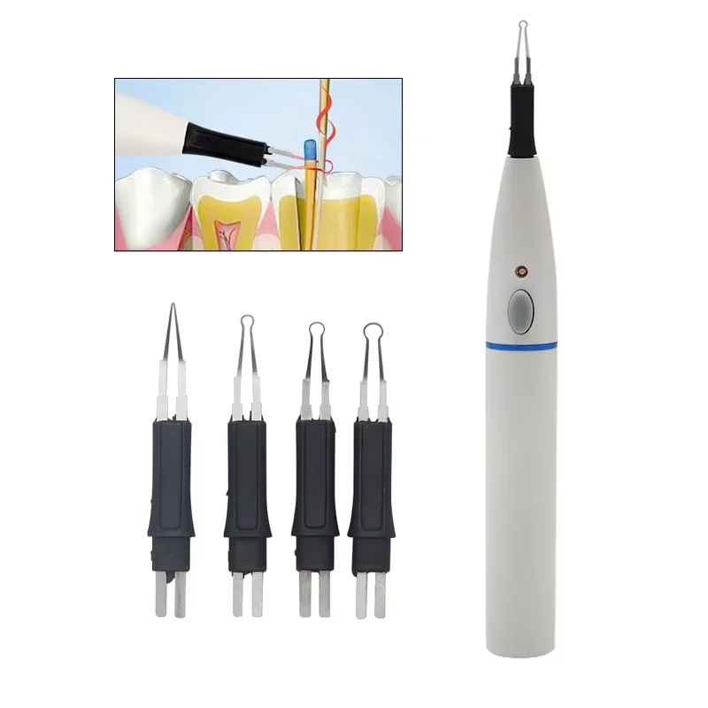 

Dental Gutta Percha Tooth Gum Cutter with 4 Tips Endo Obturation System Dental Dissolved Breaker Gutta Percha Cutter