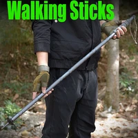Bastones para caminar para acampar al aire libre, aleación de aluminio, para acampar, escalar de montaña, antideslizantes, portátiles, multifuncionales