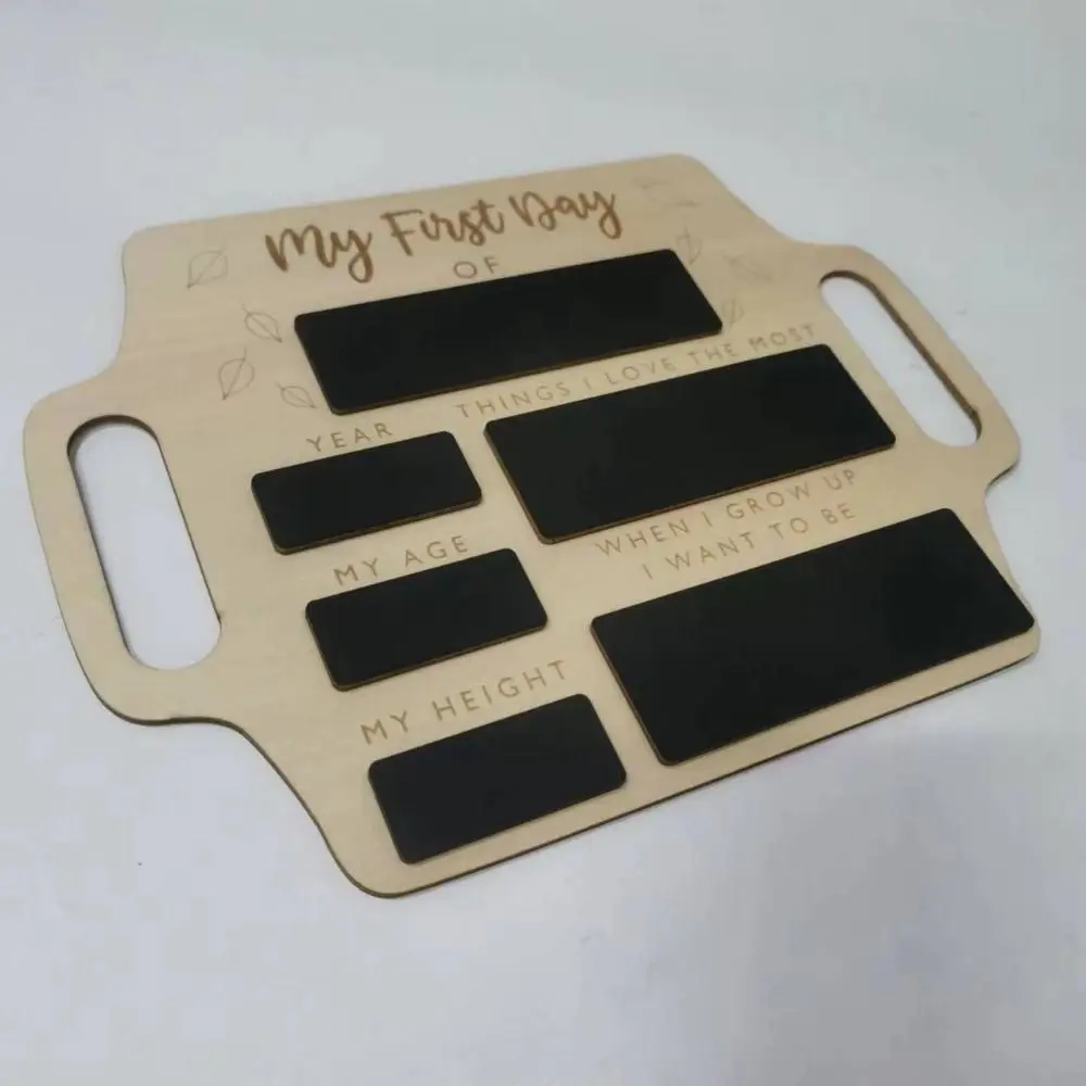 Wooden First Day Of School Sign With Handle Reusable Wooden Message Board Personalized Memory Photo Board Nursery Preschool
