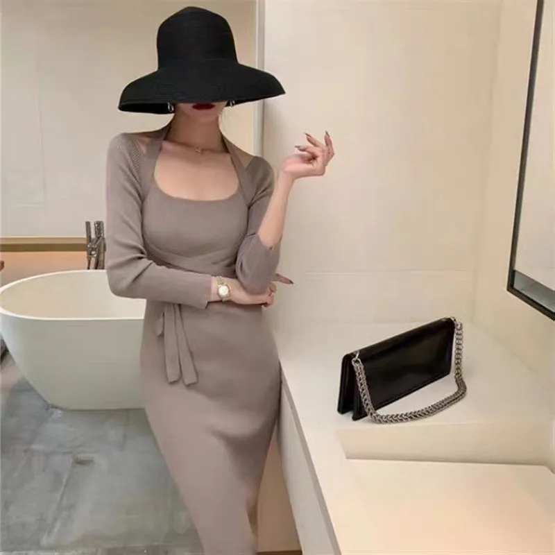 Split Purple Robe Maxi Long Evening U Neck Clothing Female Dress Black Knit Crochet Women's Dresses Bodycon New in Sensual Sexy