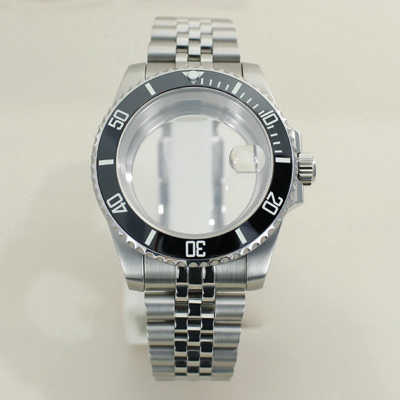 

NH35 40MM Watch Case 316L Steel Slide Buckle Strap Ceramic Insert Bezel For SUB NH35 NH36 NH34 Miyota8215 Eta2824 20ATM Sapphire